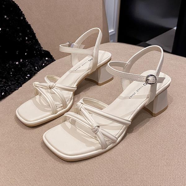 Clear Heels Outside Sandals Comfort Shoes for Women 2024 Summer Soft High Block Silver Girls Fashion New Scandals 2024 Summer So